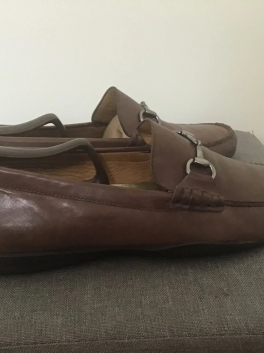 Peter Millar brown leather horsebit loafer moccasins drivers size 11